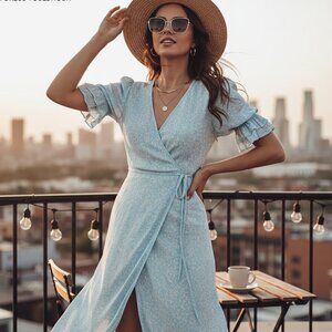 charlie holiday wrap dress Charlie Holiday | Dresses | Charlie Holiday Penelope Wrap Midi Dress Red  Ditsy Print
